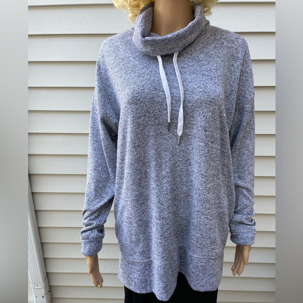 Old Navy Gray Large Funnel-Neck Sweater Long Sleeves Oversized Extra Long Large - Picture 4 of 15